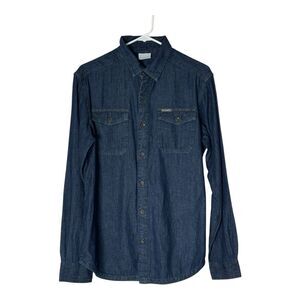 Columbia‎ Denim  Men's Small Regular Fit Long Sleeve Shirt Two Pockets Blue